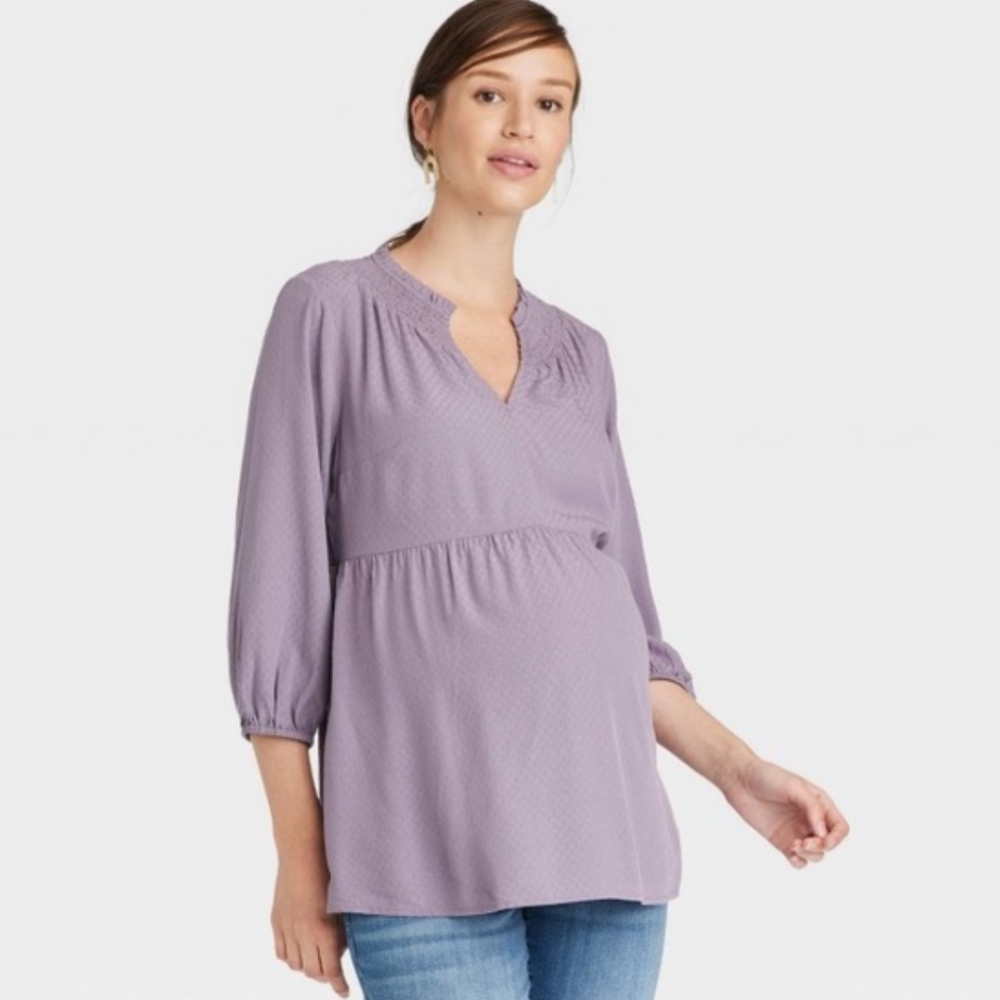 Isabel Maternity by Ingrid & Isabel 3/4 sleeves Woven Pullover Blouse S,XL
